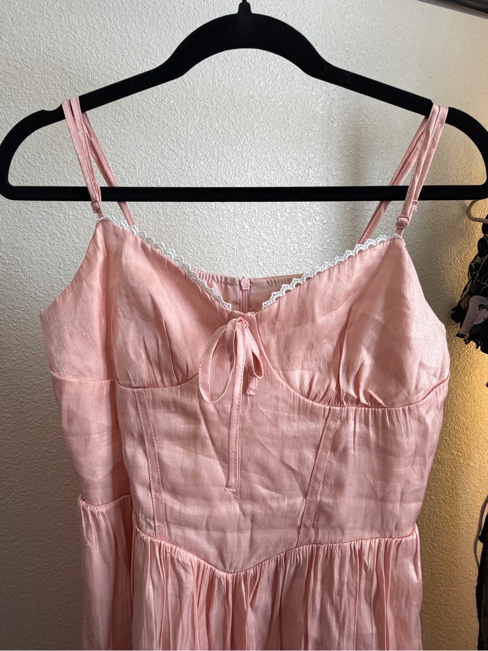 SHEIN Light Pink Lace-Trim Camisole Slip Dress